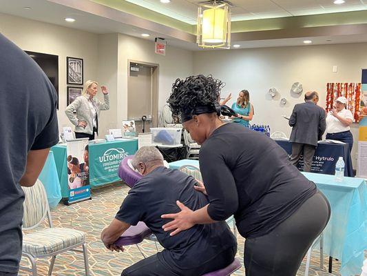 Massage at MG Awareness event