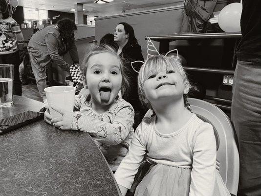 Sequoia(the bday girl) & her besty, Leni enjoying the atmosphere at Tahoe Bowl!