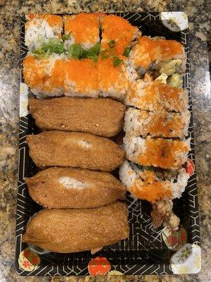 Holiday Roll, Inari, and Spider Roll