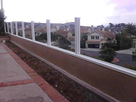 Glass wall topper installation in Chino, CA.