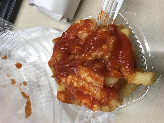 French fries with ketchup