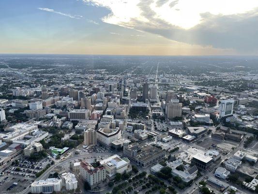 Downtown San Antonio from a helicopter