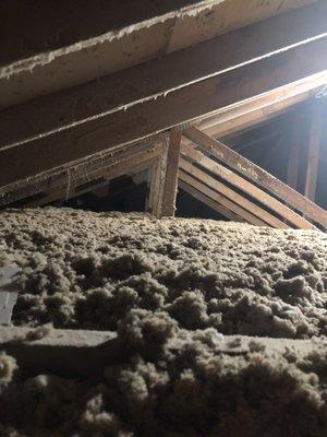 Newly installed attic insulation