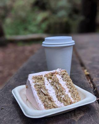 Strawberry almond cake and cafe au lait