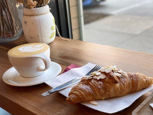 Rooibos tea and almond croissant