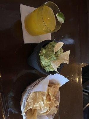 Mango marg (already drank) guac and chips