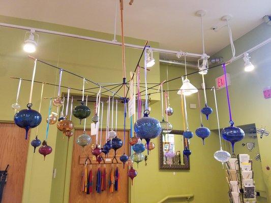 We sell hand-blown glass ornaments year-round