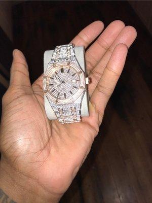 Iced out AP style two toned rose and white gold watch is amazing!!! @Chrisdajeweler @masterofbling all the way from STL thanks again