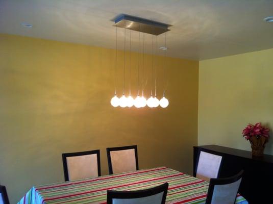 Hanging light fixture - dining room in client's home.