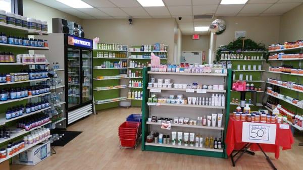 Wide selection of vitamins, supplements, and natural remedies.