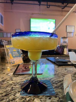 House Mango Margarita w/ half salt and half sugar rim.