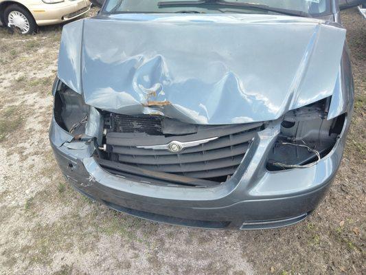 Front end collision damage