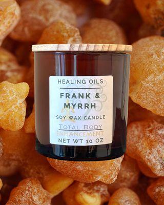 Frankincense and Myrrh custom handcrafted 10 oz candle deep spiritual cleansing of home and environment. Smells entrancing