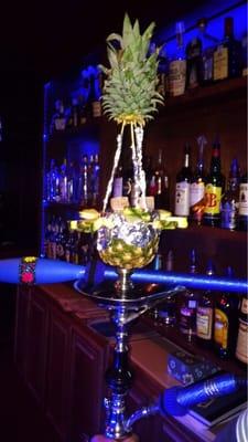 Pretty pineapple head hookah with ice tip! A must! Come try it! Ask for a decorated pineapple head!