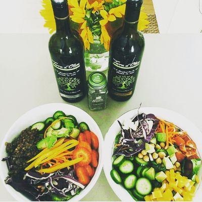 Amazing organic Vegan salad with Terra d Oliva olive oil and Balsamic created by Daniella Monet