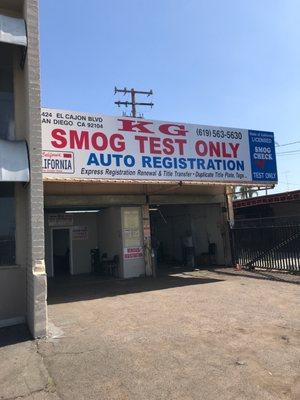 Auto registration/smog test shop