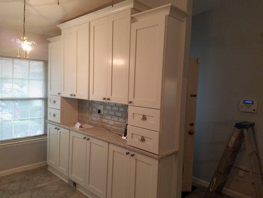 Shady Oaks Kitchen Remodel (used extra wall for narrow cabinets for extra storage)