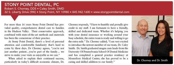 2010 Hudson Valley Magazine "Best Dentists" article