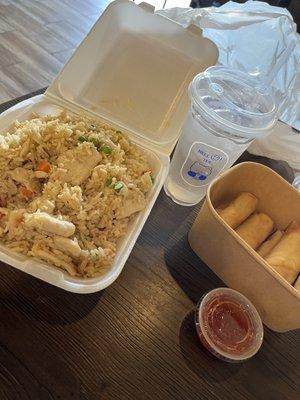 Chicken Fried Rice , Egg Rolls