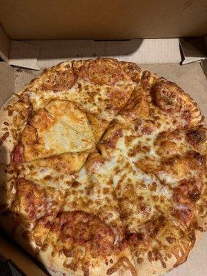 An uncheesed pizza....