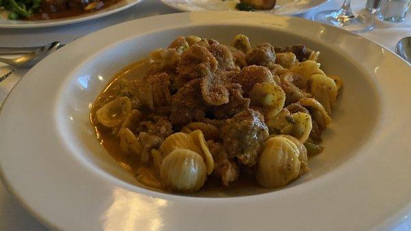 Orrechetta with sweet sausage.