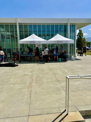 Cashiers tent for book sale