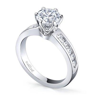 14KT White Gold Classic Round Cut Diamond 6 prong  GIA Certified Triple Excellent Channel Set Vatche #1020 Engagement Ring By I.D. Jewelry