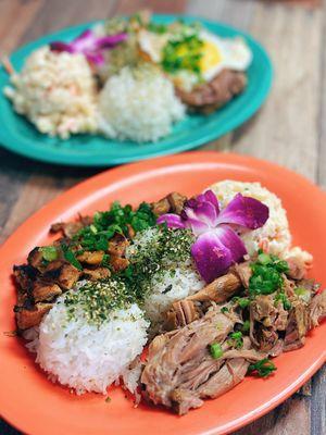 Hawaiian Mixed Plate Lunch (2 meats). Huli Huli Chicken + Kalua Pig