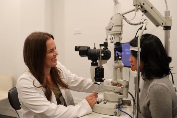 Doctor using Eye machine