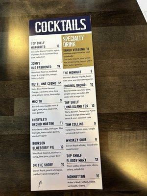 Interesting cocktail and good choices of wine and beer