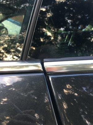 Drivers door, pushed up 1/4 inch