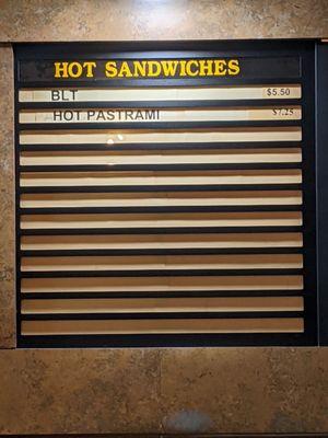 Sandwiches menu