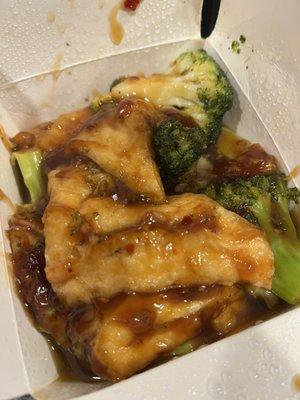 Bean curd broccoli garlic sauce