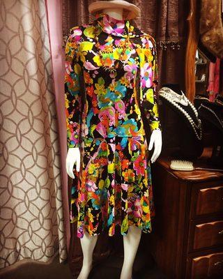 1960s Debby of California beautiful colorful dress.