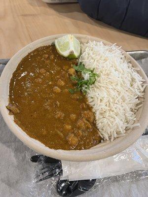 Chana Masala. Slightly spicy. Big portions! Yums!