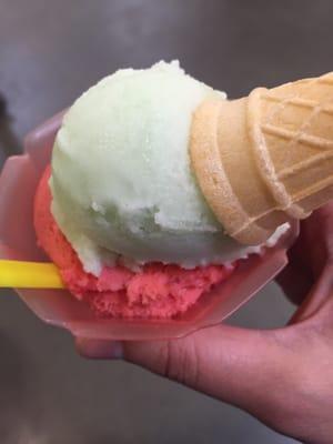 Key lime and blood orange sorbet