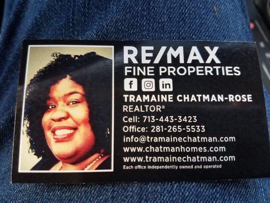 Tramaine Chapman, Realtor