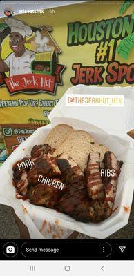 Jerk Combo- Ribs, Chicken, Pork