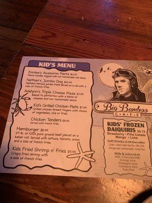 Kid's menu