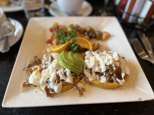 Carnitas sope eggs Benedict