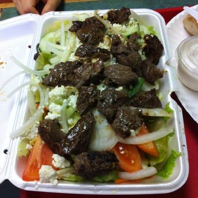 steak tip salad $9.