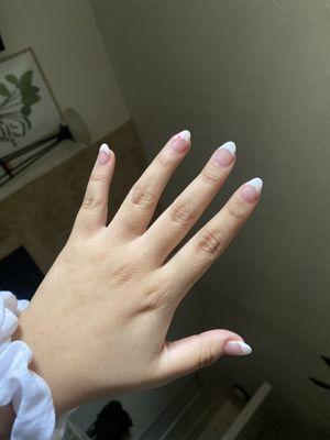 Trini always does a great job on my nails! Beautiful set of French tip nails with a heart for Valentine's Day coming up.