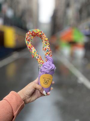 Taro ice cream & fruity pebbles churro