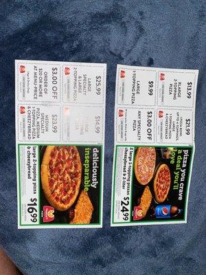 Two different coupons on price changes.