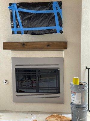 Fireplace face cover with glass doors