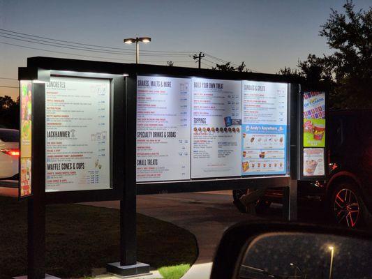 Menu at night