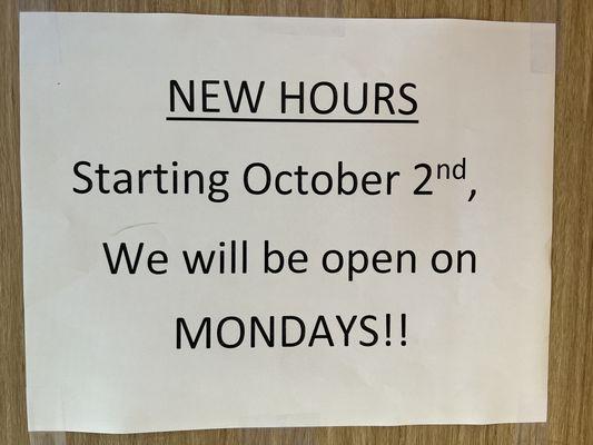 New hours