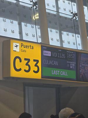 Incorrect info on Volaris gate screen