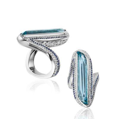 aquamarine, diamond & sapphire ring