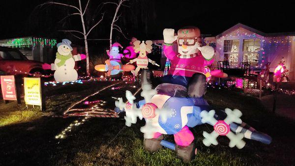 Airplane themed Christmas display.